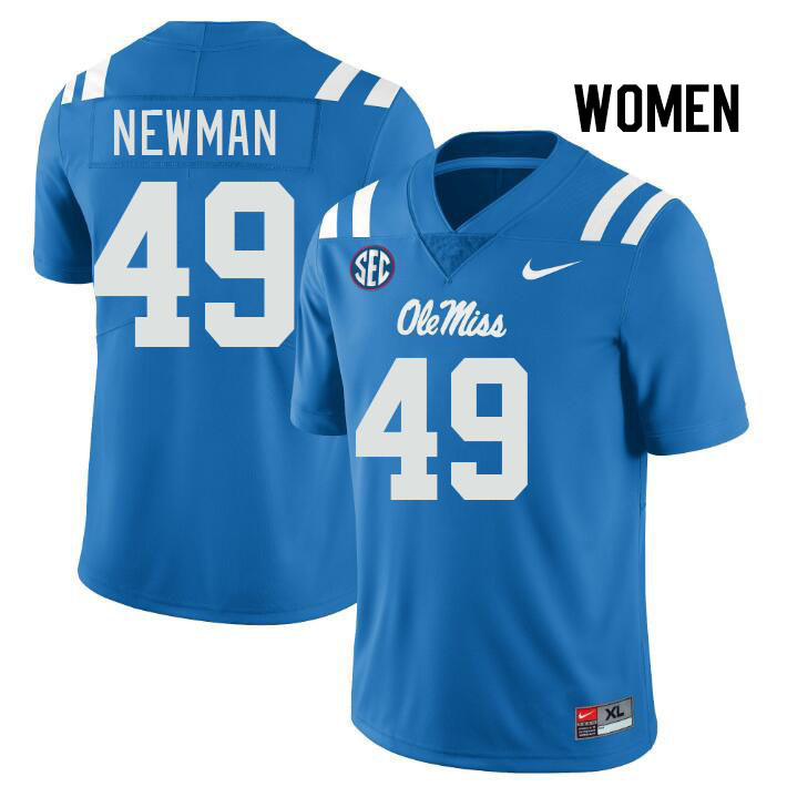 Women #49 Daniel Newman Ole Miss Rebels College Football Jerseys Stitched Sale-Power Blue - Click Image to Close